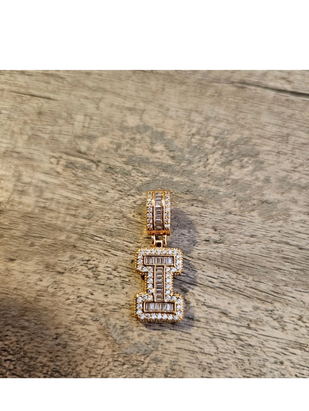 Gold-Tone Crystal Initial Pendant - Letter I